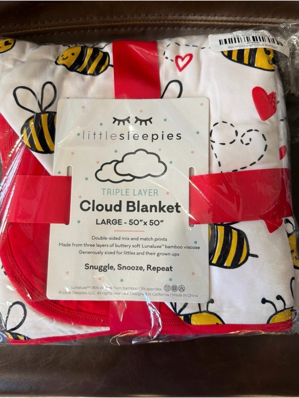 Little Sleepies Bee Mine Large Cloud Blanket